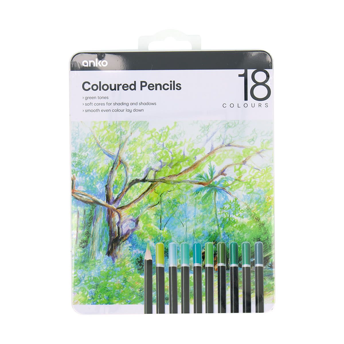 18 Pack Coloured Pencils - Green