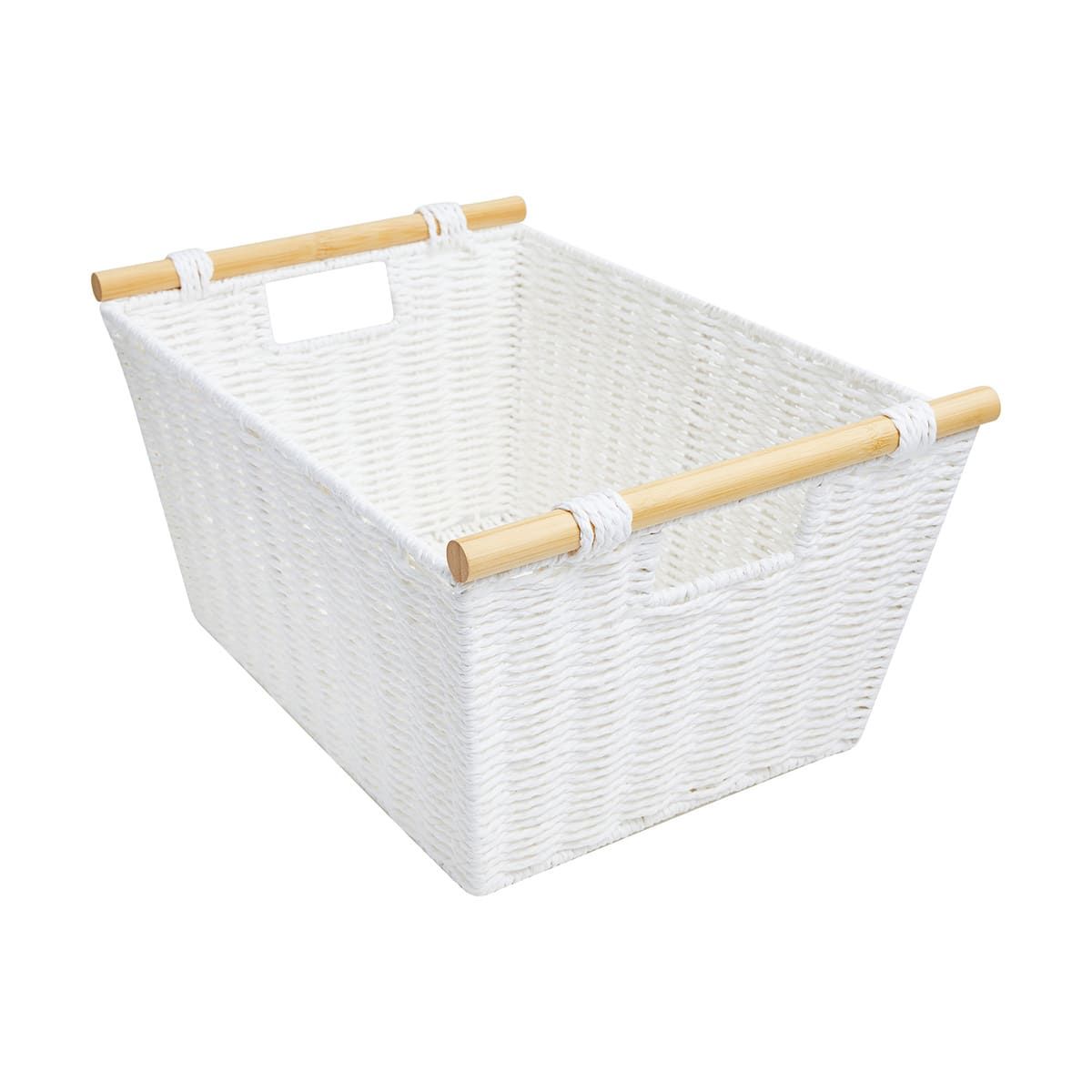 Rectangle Bamboo Handle Medium Basket
