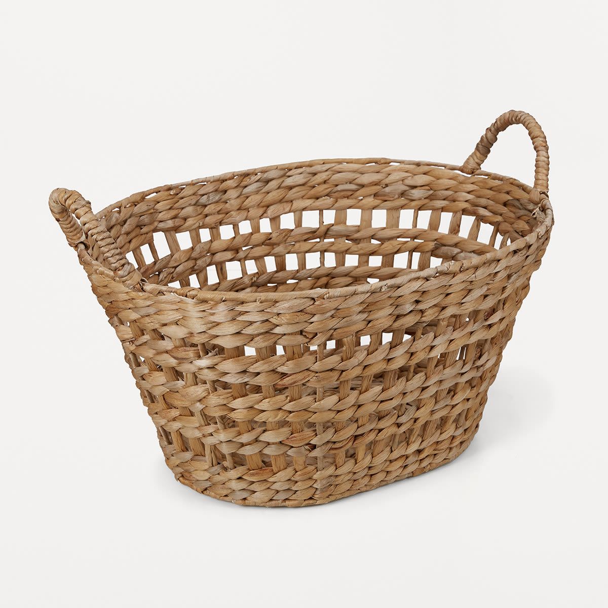 Oval Open Weave Laundry Basket - Brown