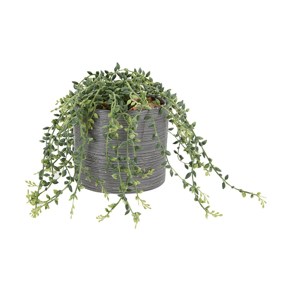 Grey Pot with Artificial Plant
