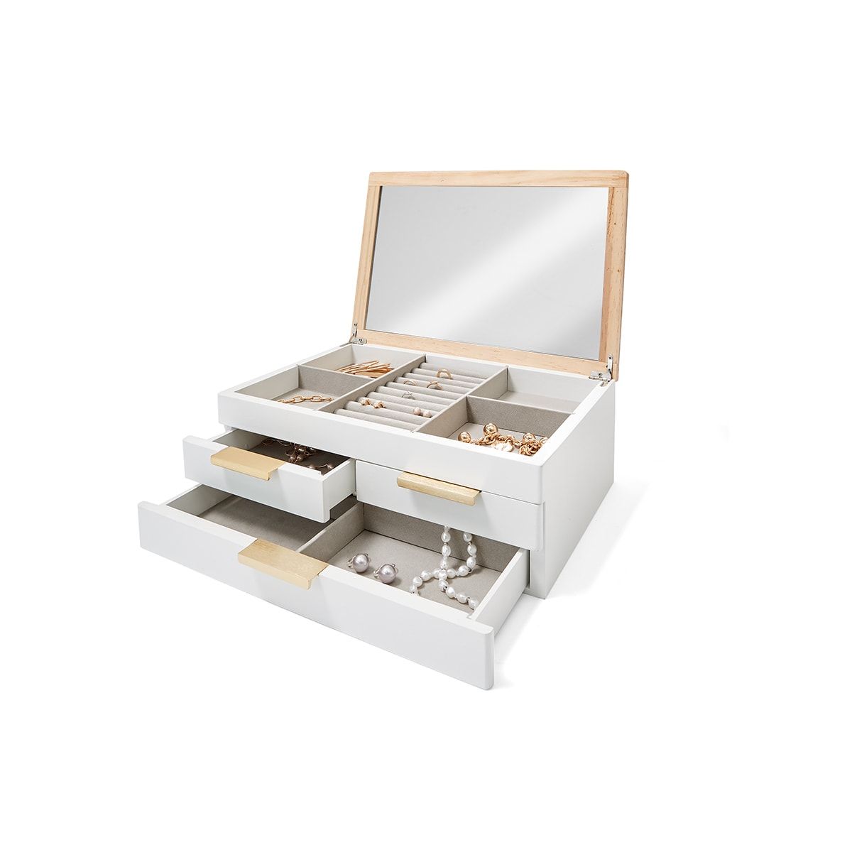 3 Tier Oak Look Jewellery Box