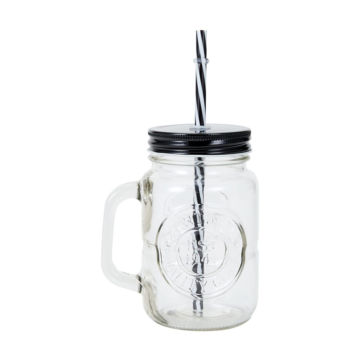 Badge Drink Jar and Straw