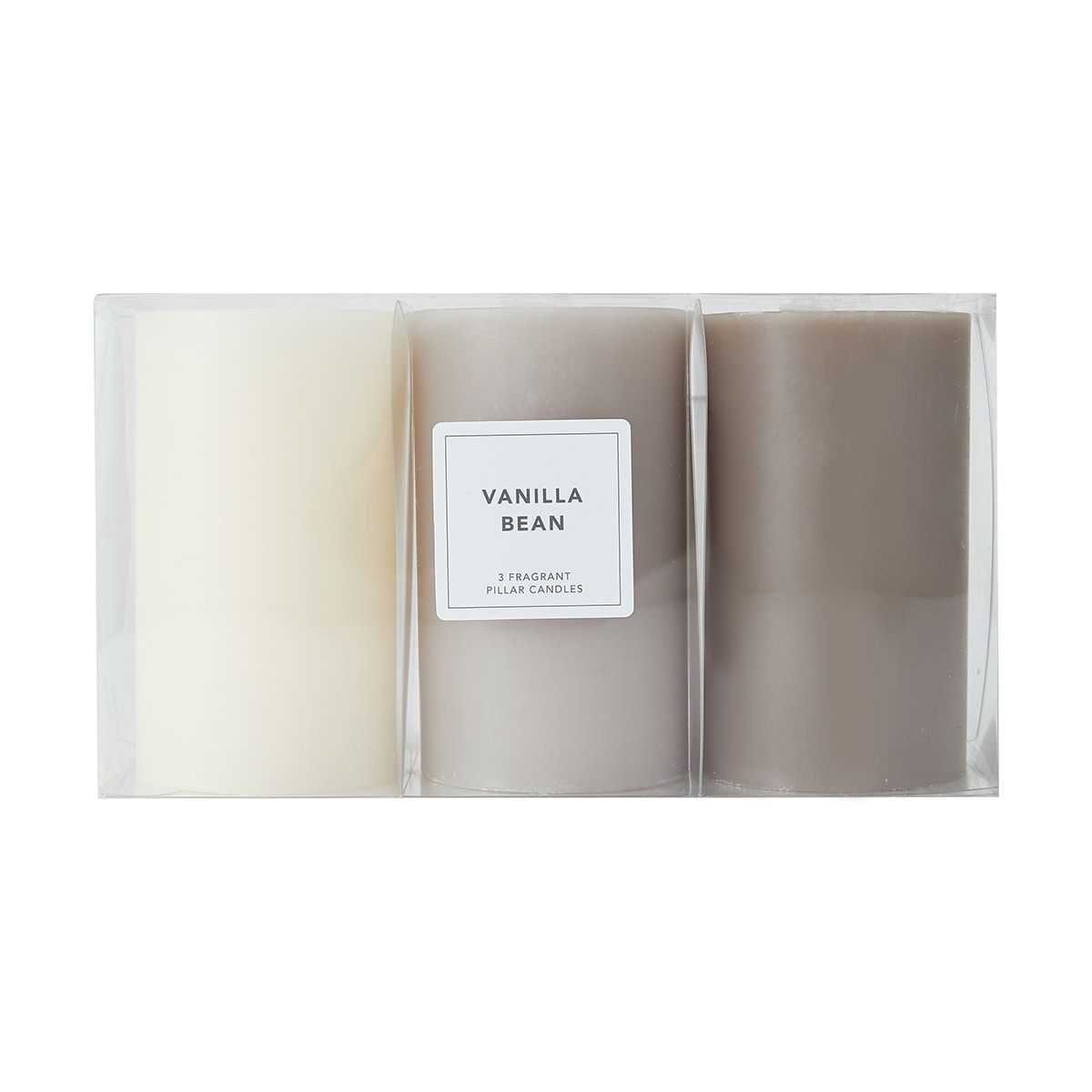 3 Pack Vanilla Bean Fragrant Pillar Candles