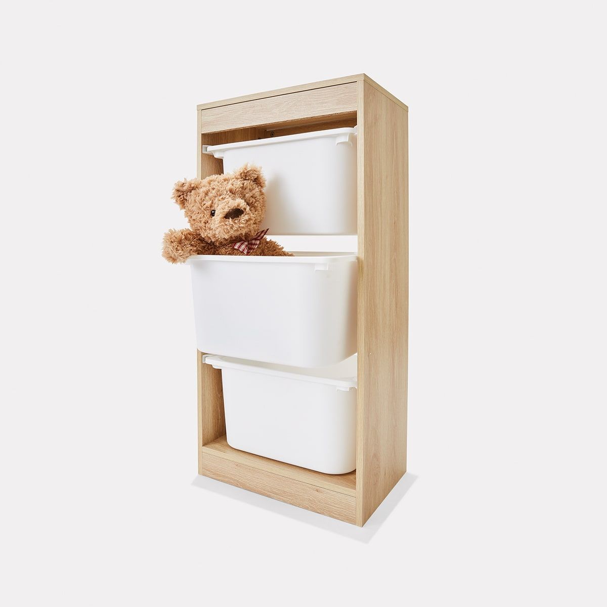 Kids Storage Unit with 3 Tubs Oak Look