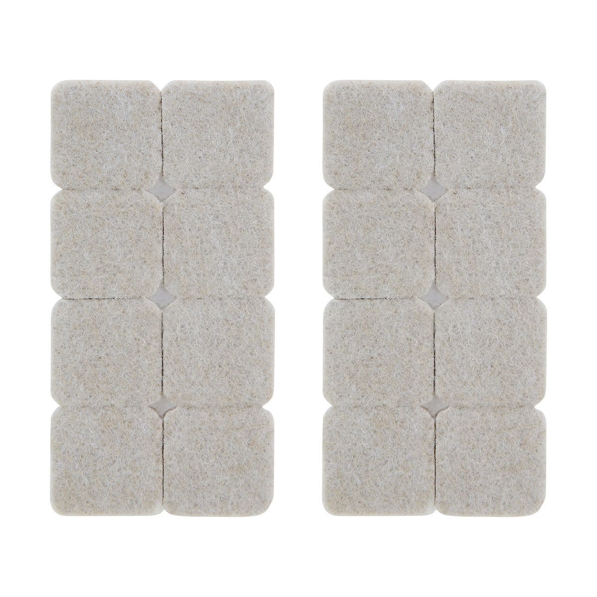 16 Pack Square Felt Surface Protectors - 25mm