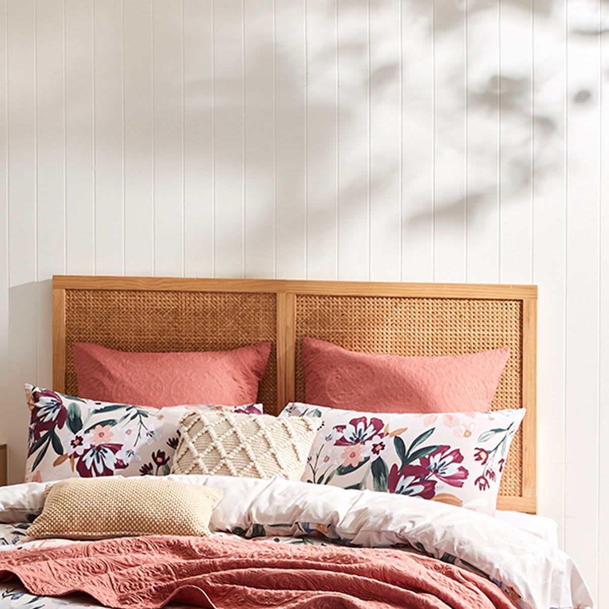 Queen Bed Rattan Bedhead
