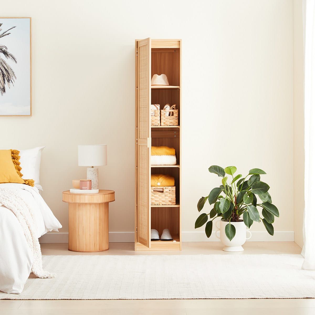 Rattan Wardrobe 5 Tier Adjustable Shelves