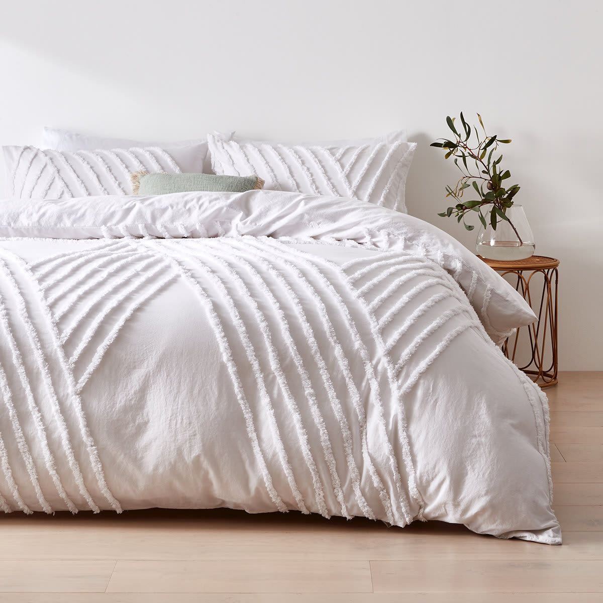 Tarni Cotton Quilt Cover Set - Super King Bed, White
