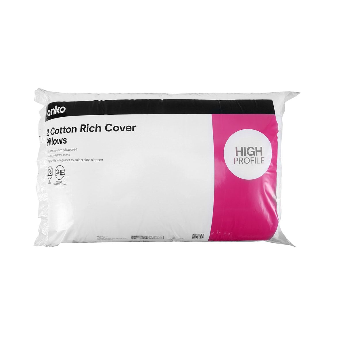Cotton Rich Cover Pillows - High Profile, Set of 2