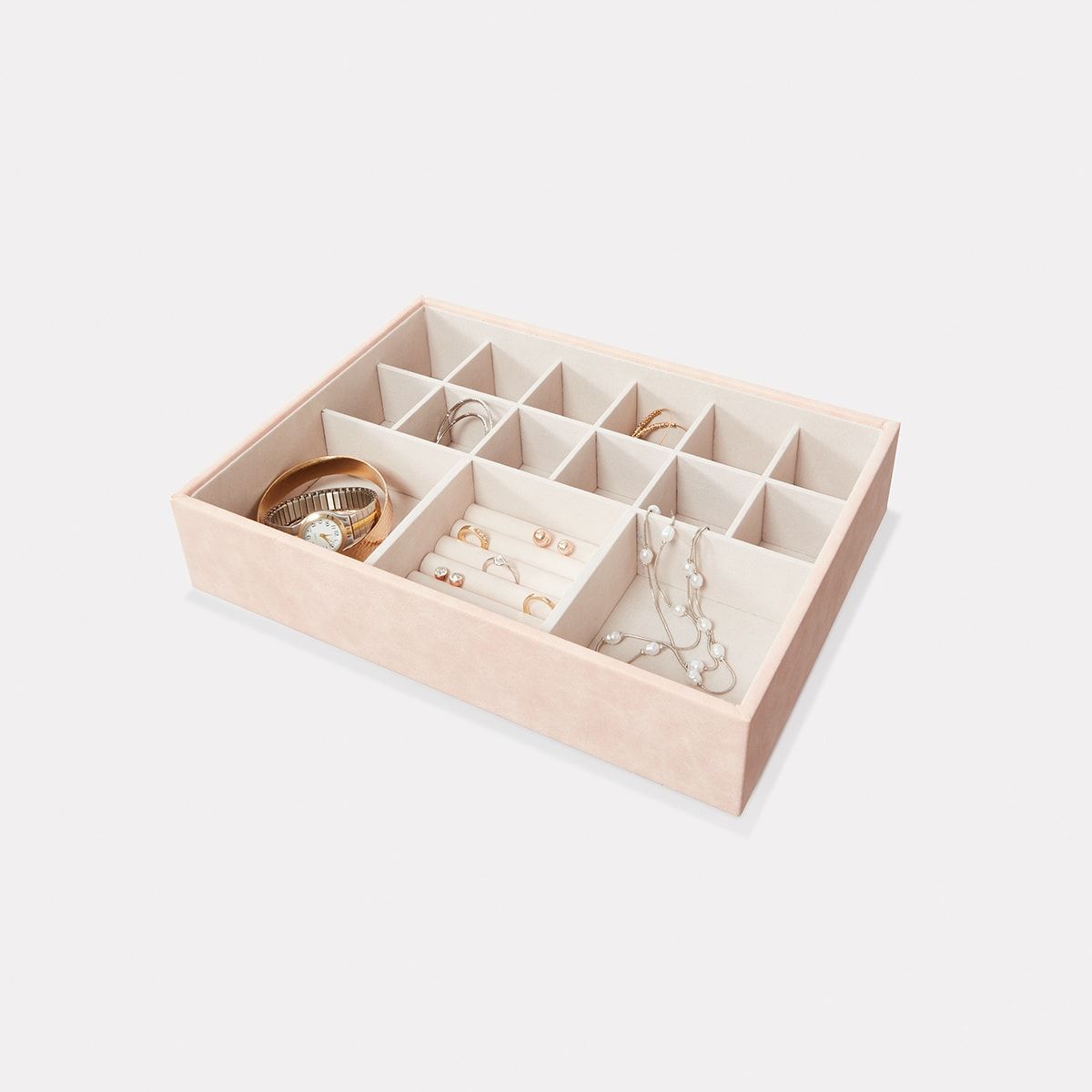Large 15 Section Jewellery Tray - Pink
