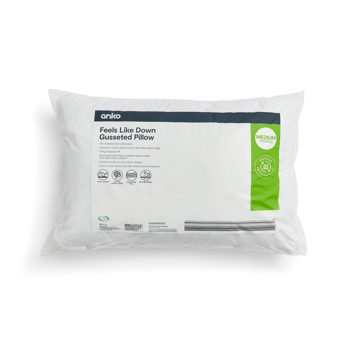 Feels Like Down Gusseted Pillow - Medium Profile