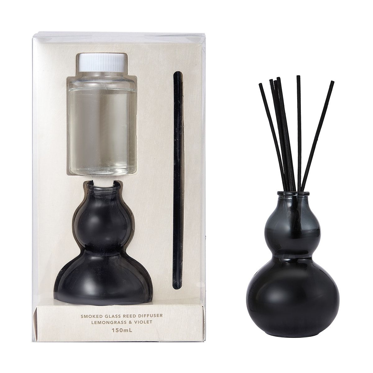Lemongrass and Violet Smoked Glass Reed Diffuser 150ml