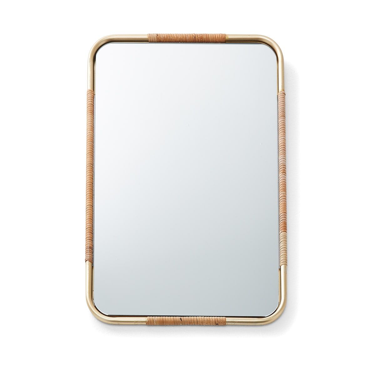 Gold Look and Rattan Mirror