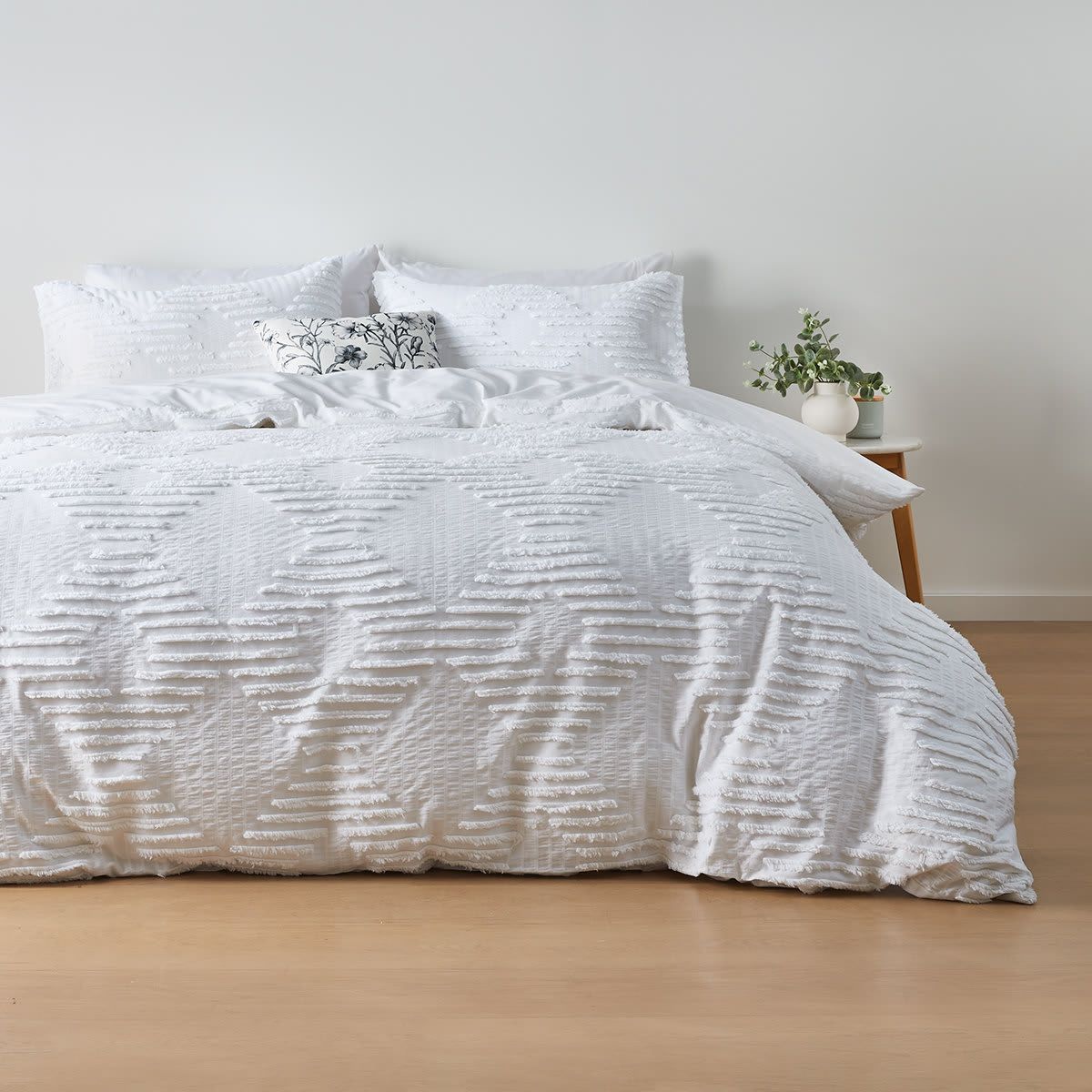 Charlotte Cotton Quilt Cover Set - Super King Bed, White