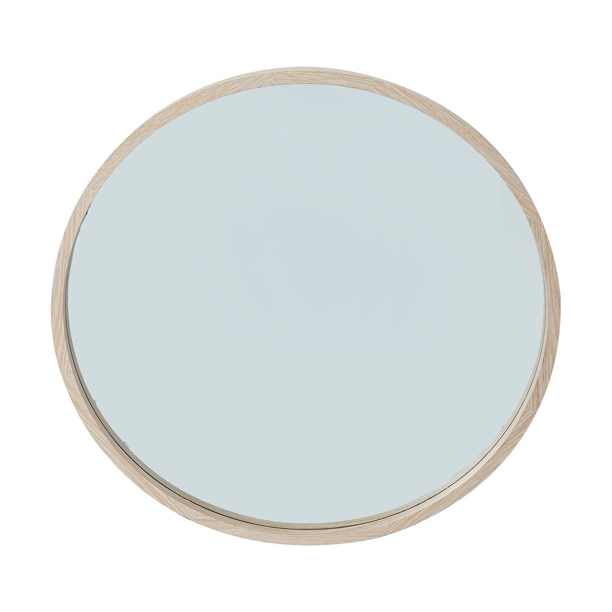 Oak Look Round Mirror