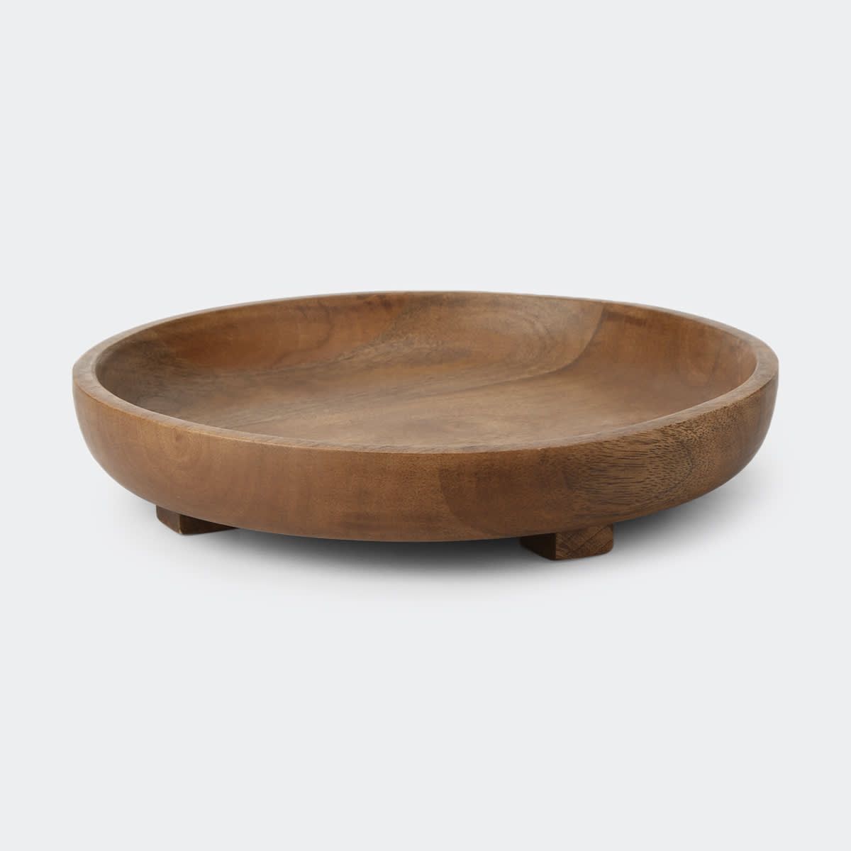 Round Wooden Footed Tray