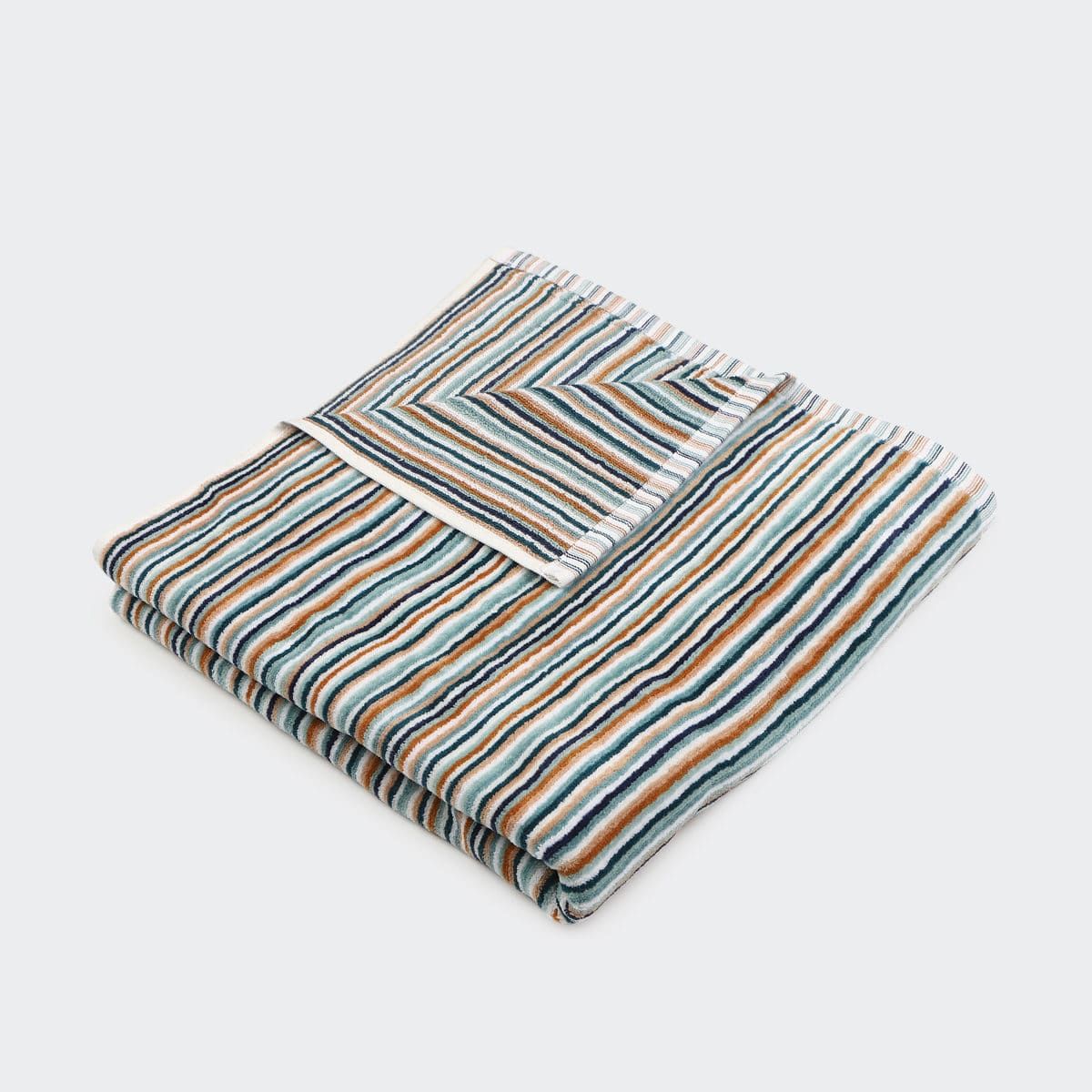 Mini Stripe Cotton Bath Towel Teal
