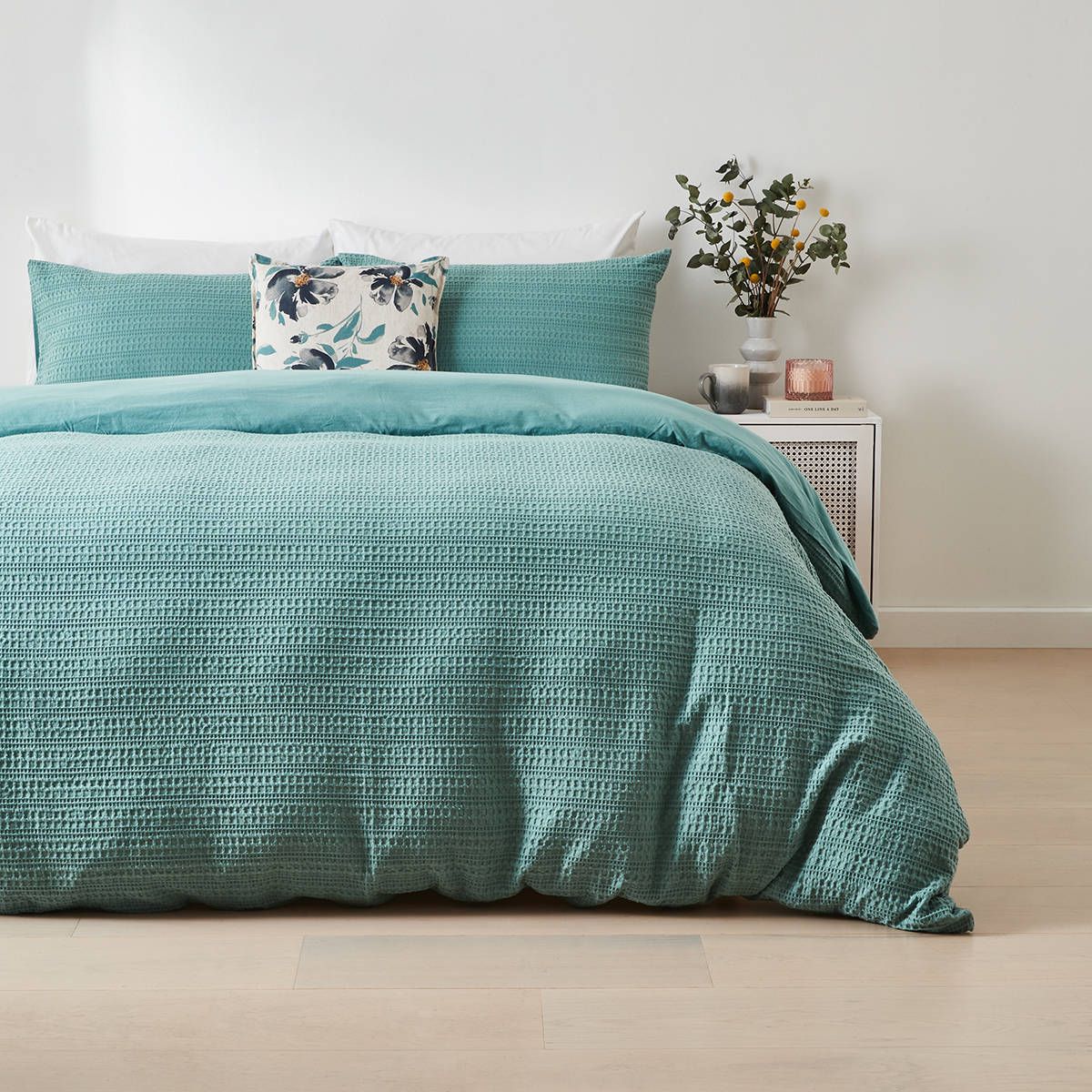 Makena Cotton Quilt Cover Set - Single Bed, Mineral