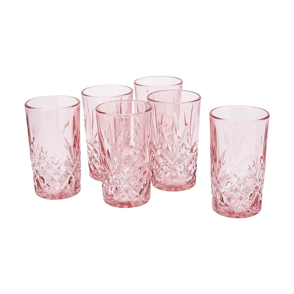 6 Pink Bond Hiball Glasses