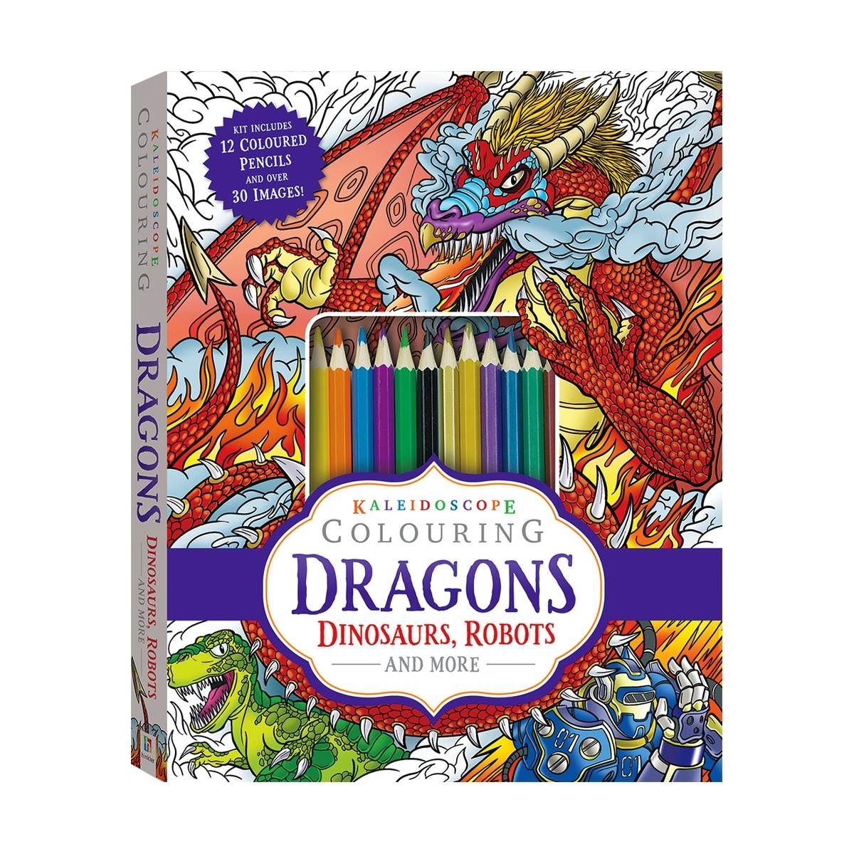 Kaleidoscope Colouring: Dragons, Dinosaurs, Robots and More - Book