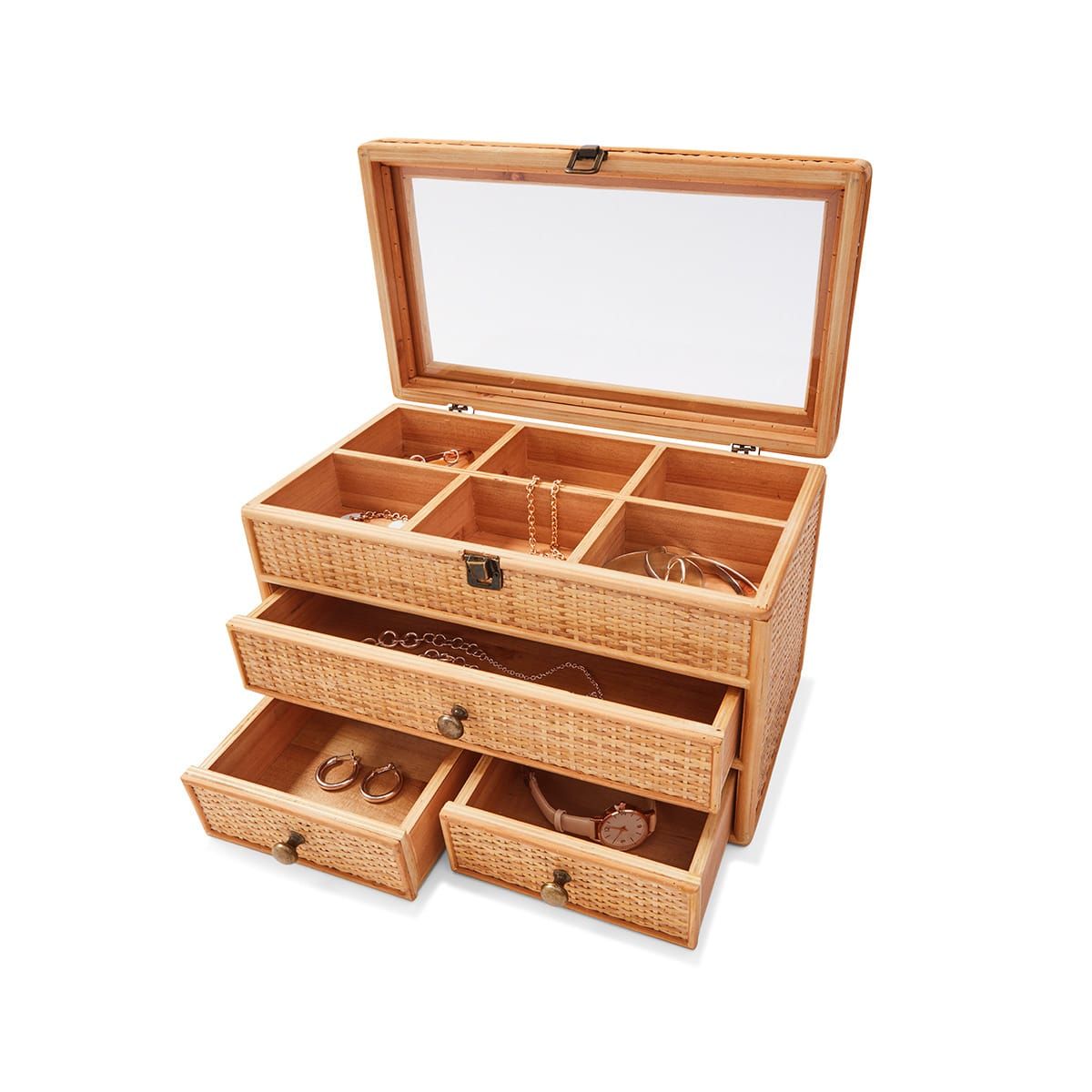 Large Rattan Jewellery box