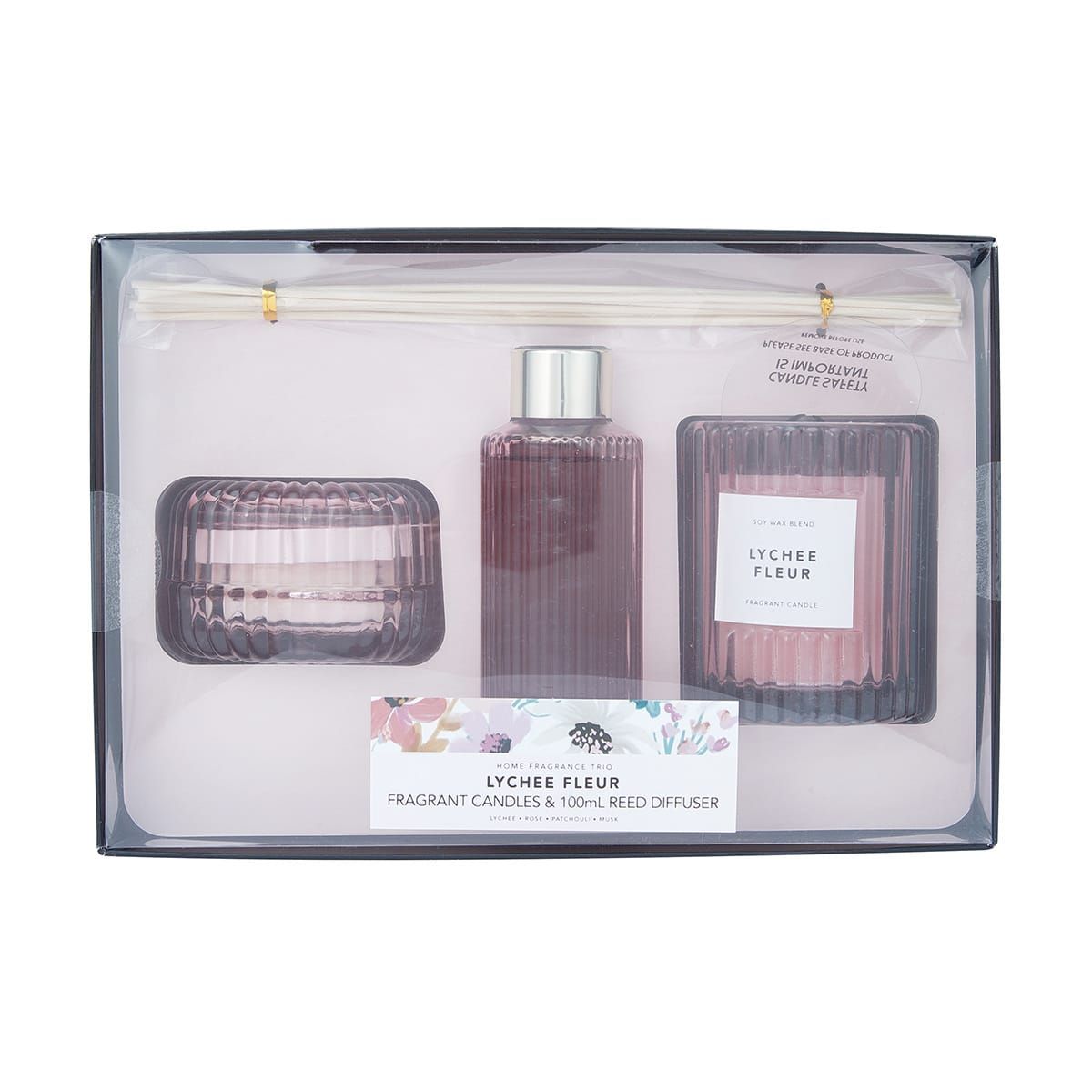 Lychee Fleur Fragrant Candles and Reed Diffuser Set