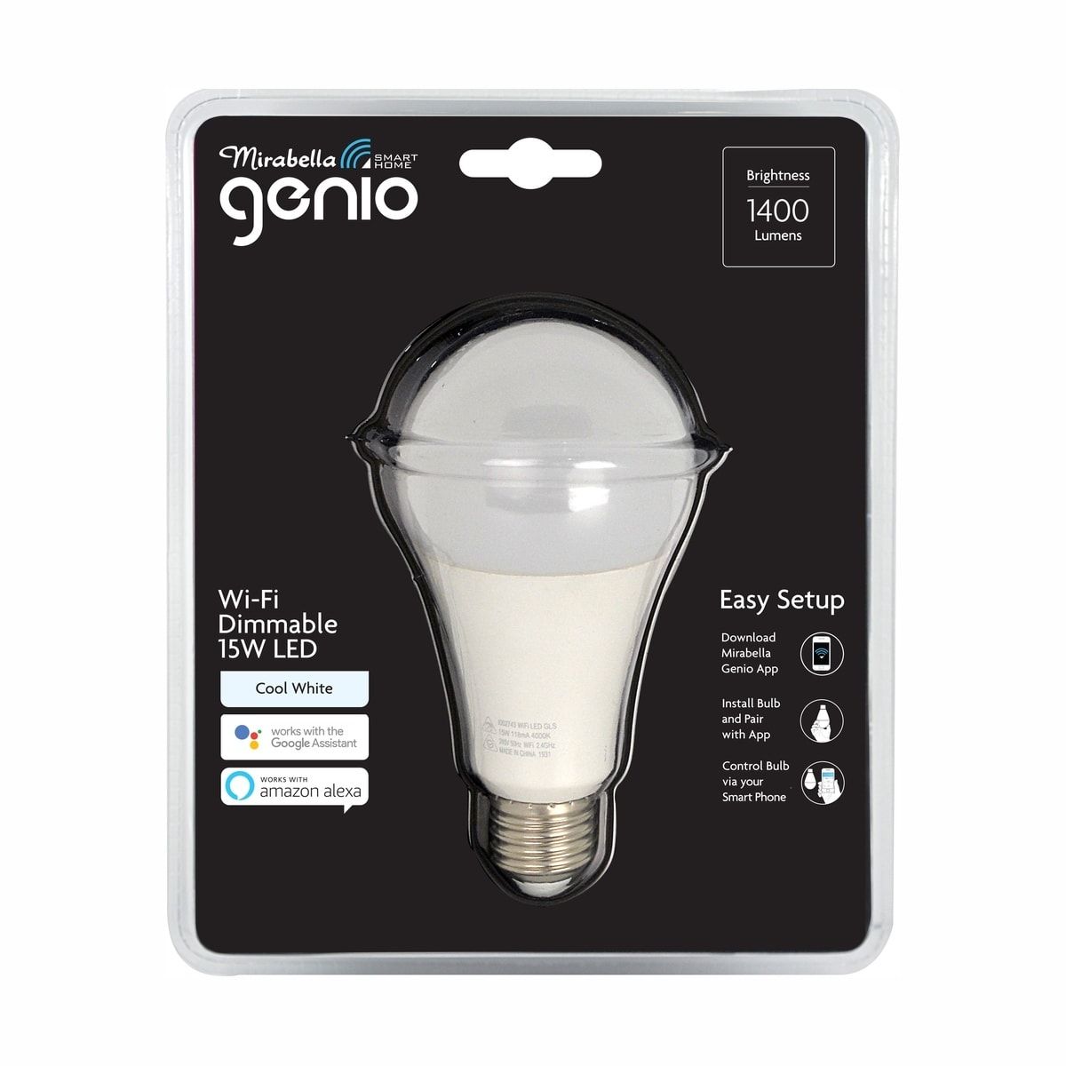 Mirabella Genio E27 Wi-Fi Dimmable 15W LED Bulb