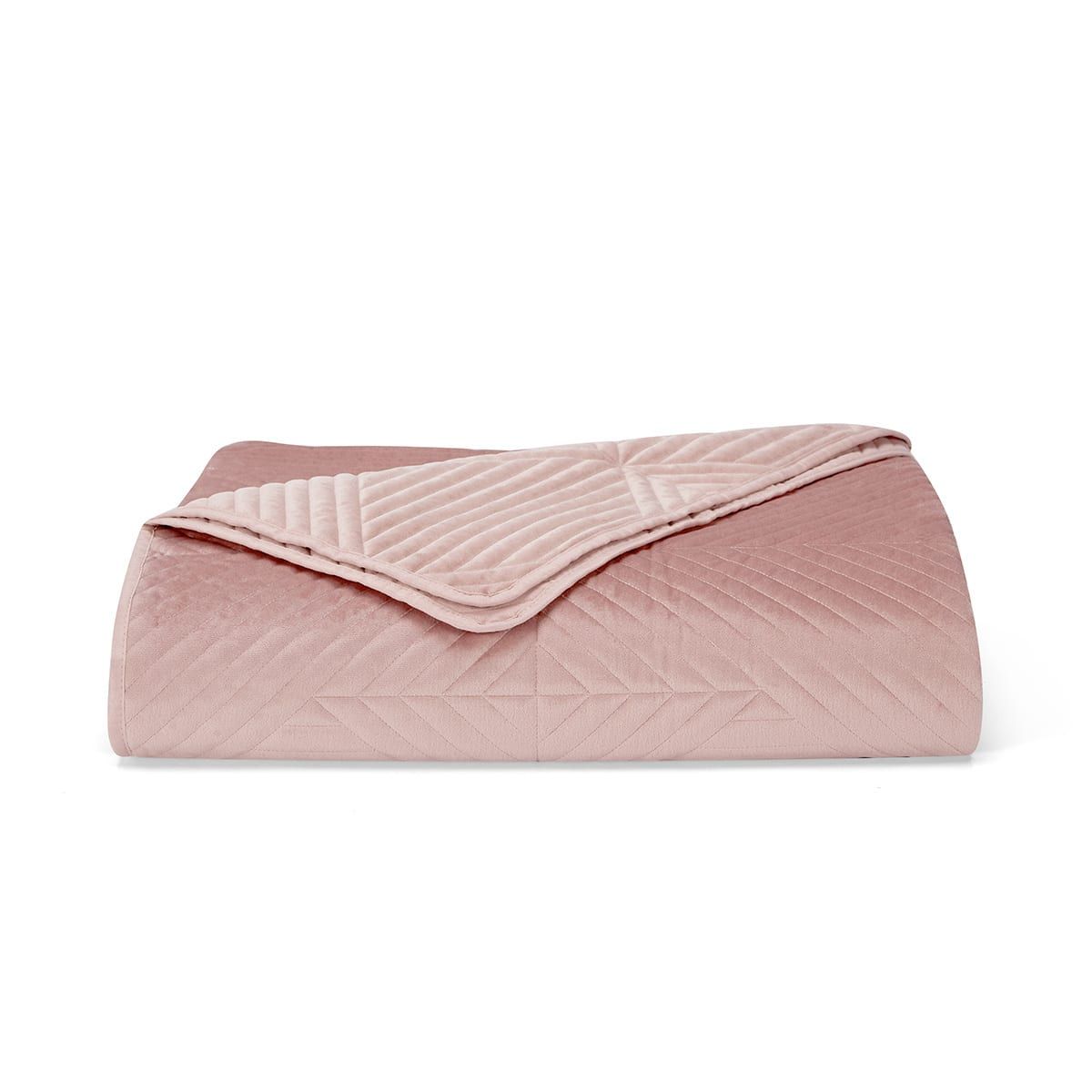 Rose Quilted Velvet Coverlet - Queen/King Bed, Pink