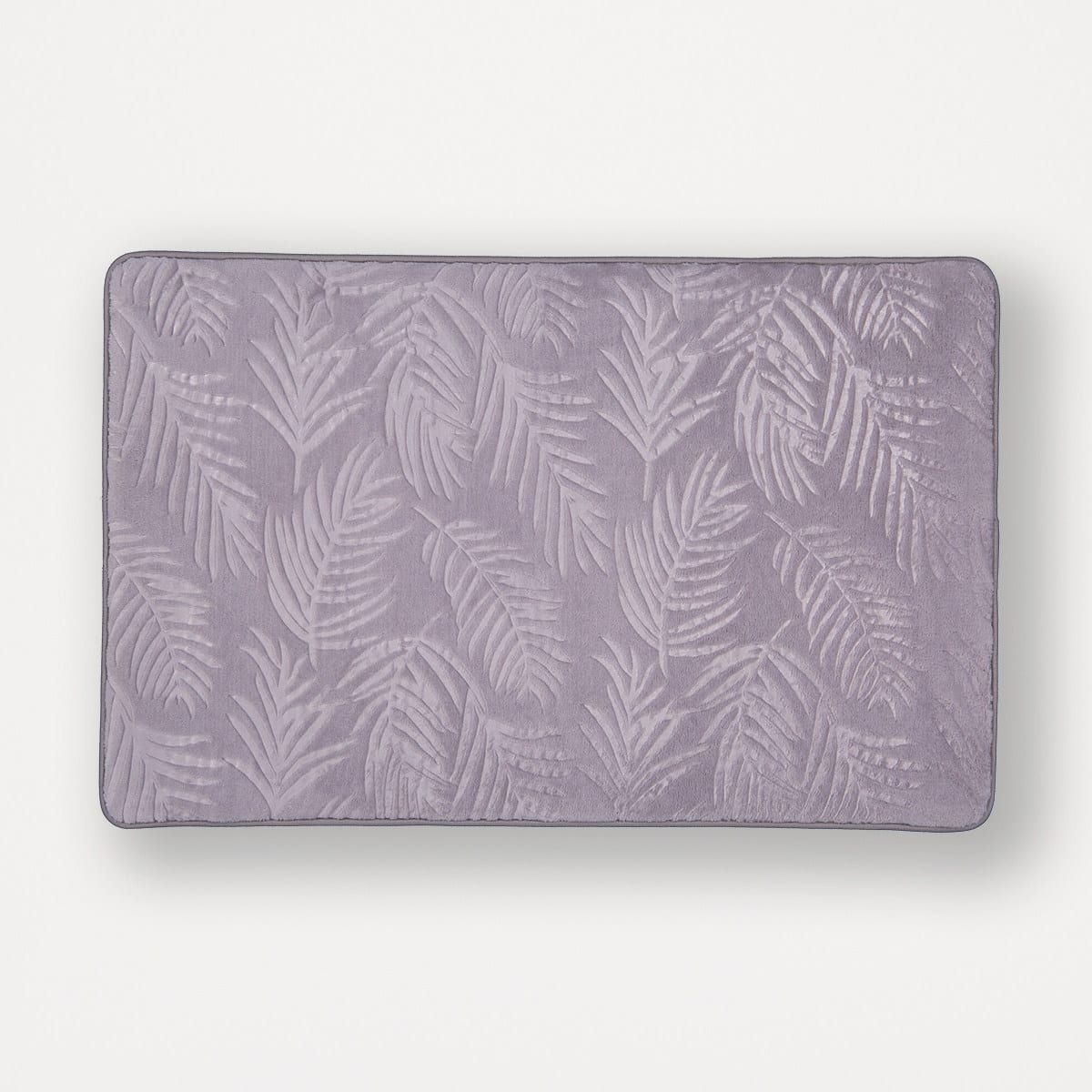 Embossed Leaf Memory Foam Bath Mat - Silver