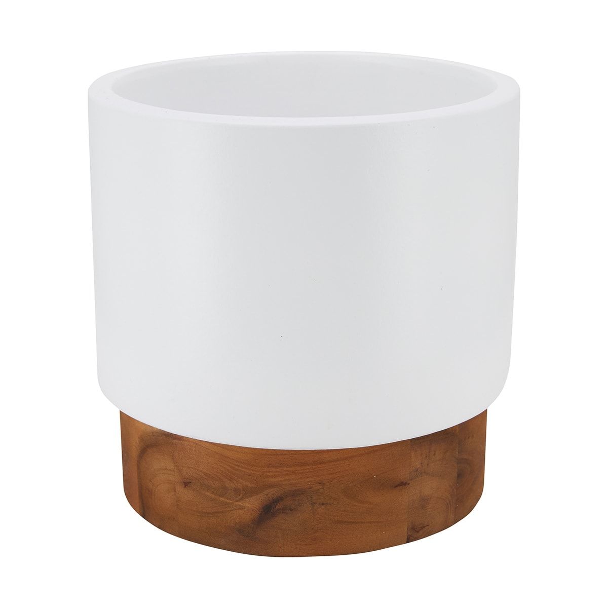 White Planter with Timber Base