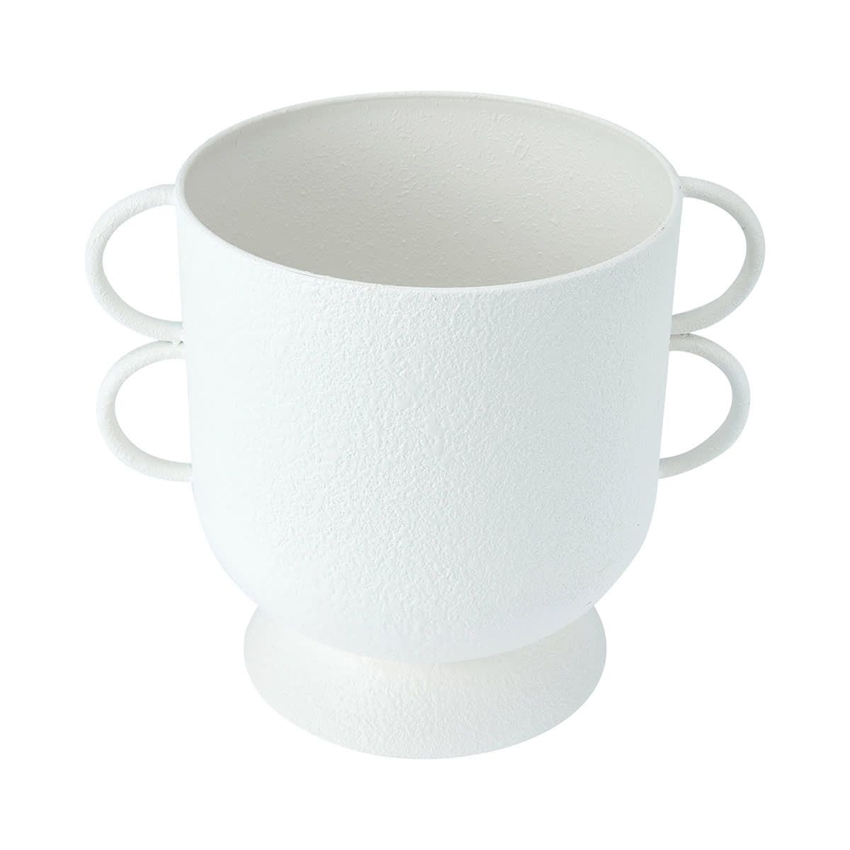 Metal Pot with Handles - White