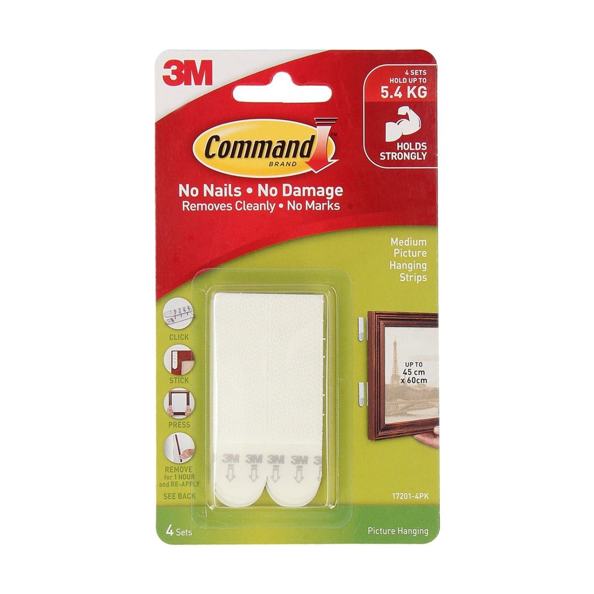 4 Pack Command Picture Hanging Strips Medium - White