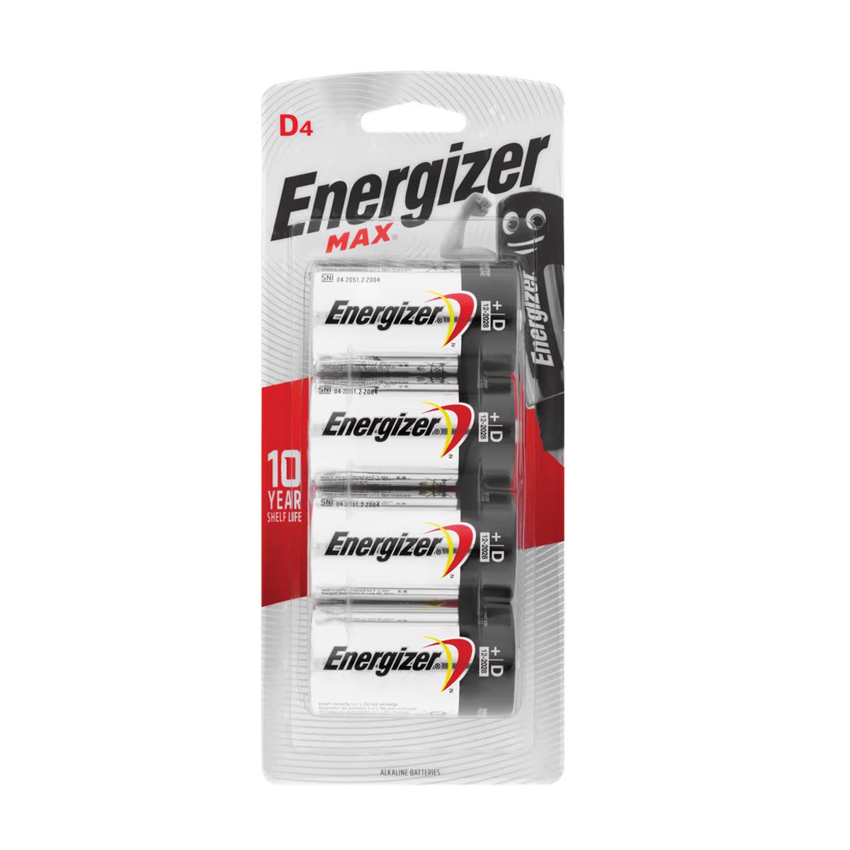 4 Pack Energizer Max D Batteries
