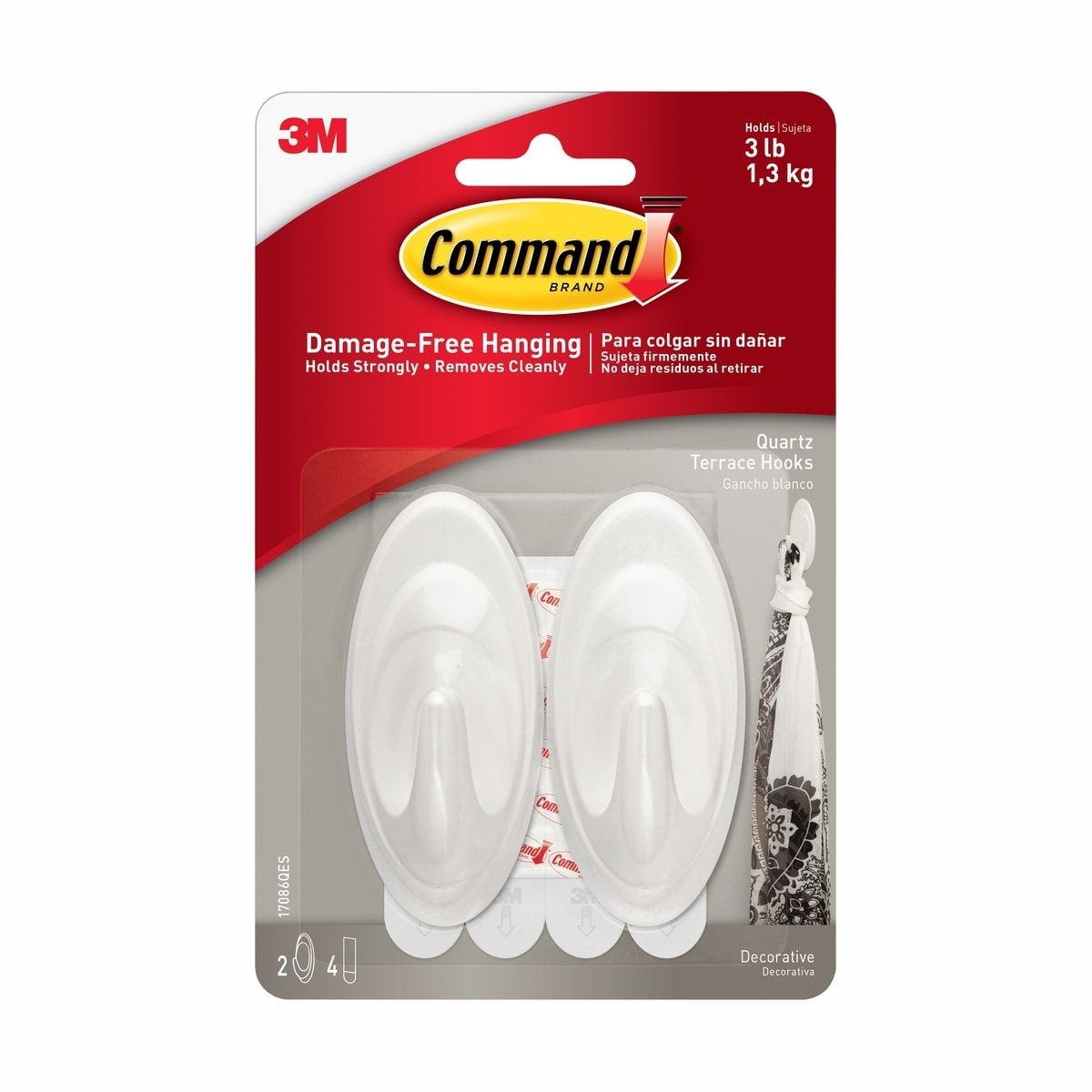 Command Quartz Door Hooks - Medium