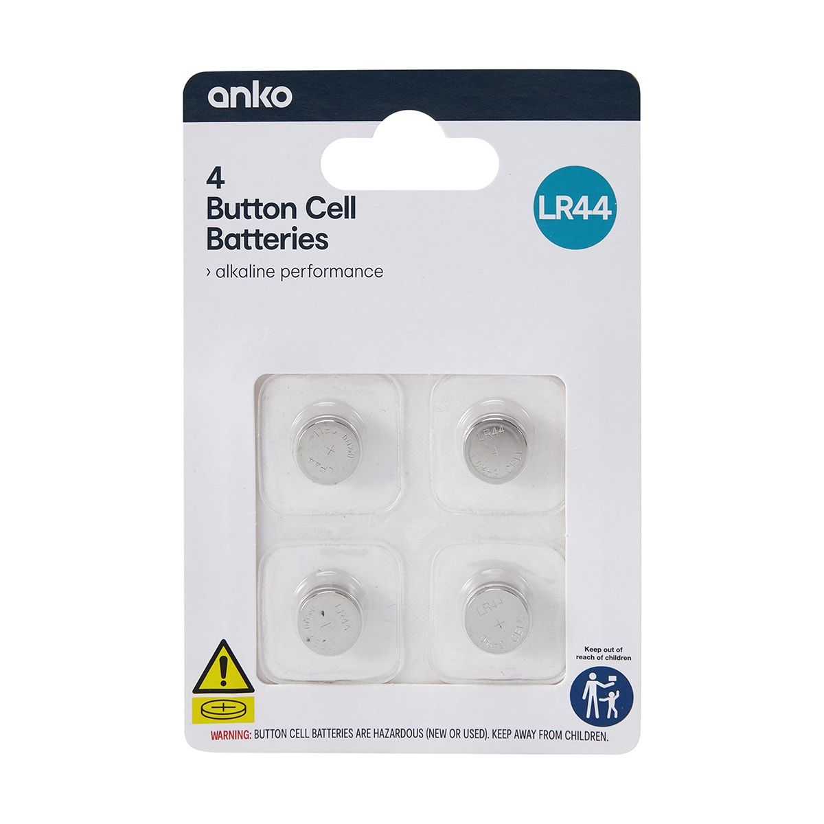 4 Pack Button Cell Alkaline Batteries - LR44