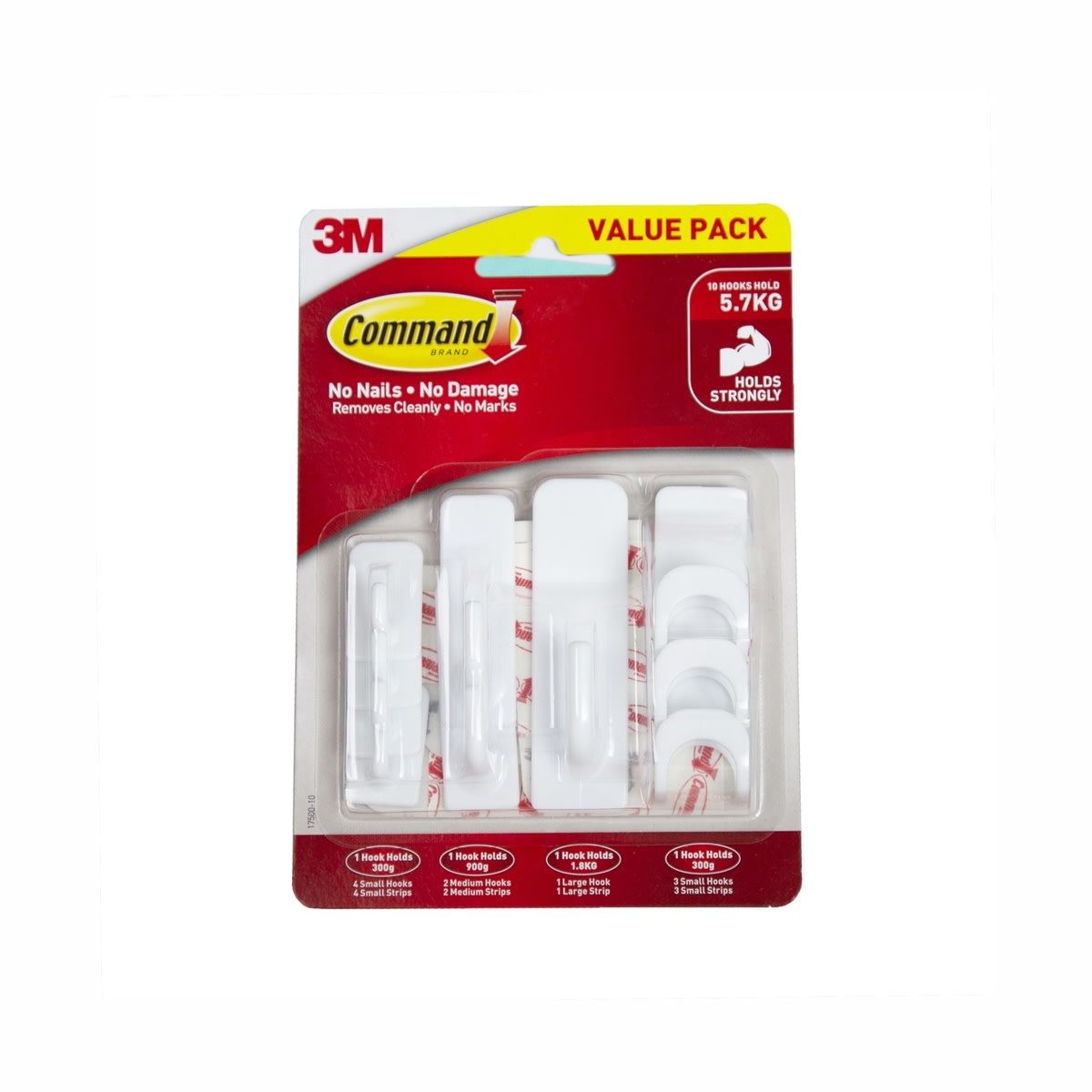 10 Pack Command Adhesive Basic Mixed Hooks - White