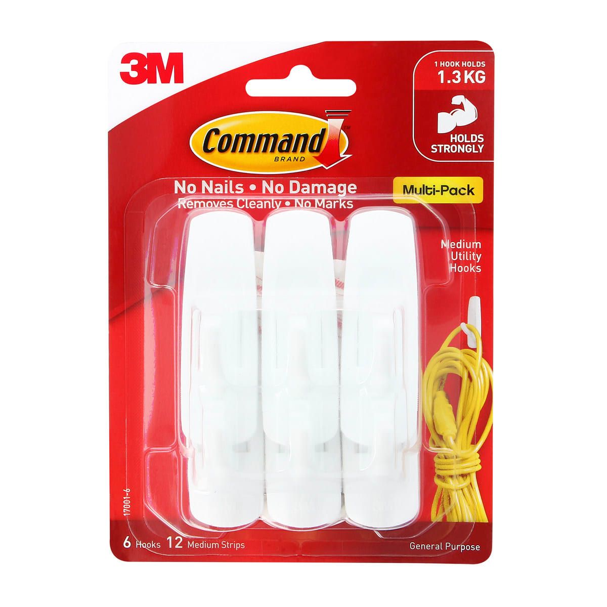 6 Pack Command Mounting Hooks - Medium