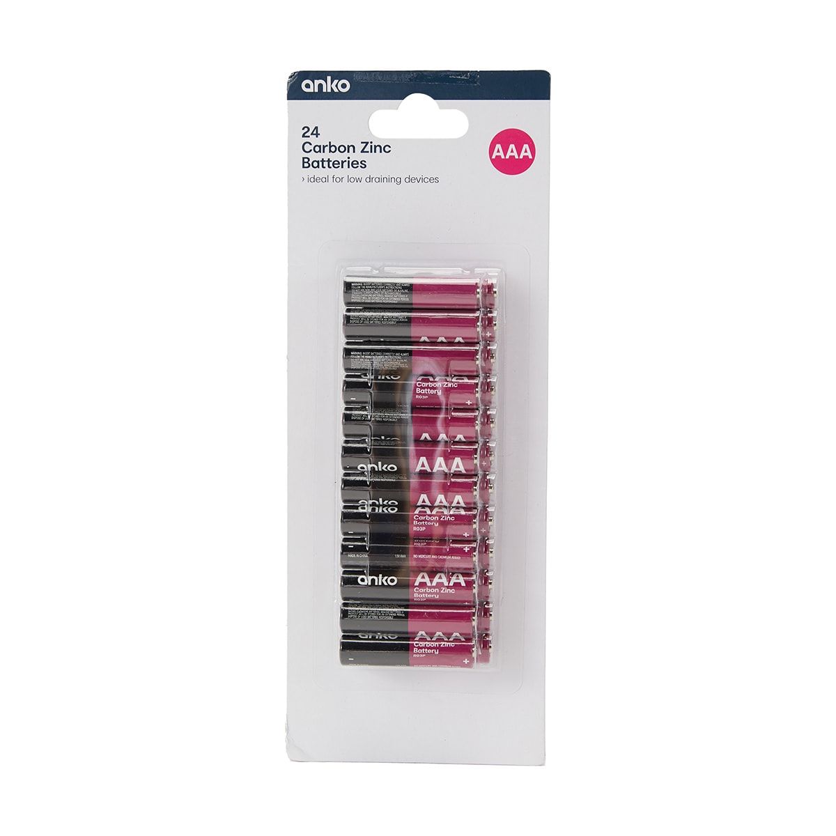 Super Heavy Duty Carbon Zinc Batteries - AAA, Pack of 24
