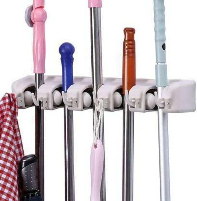 silvy Grey Plastic Broom Holder  (5 Holders)