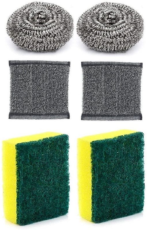 Se7en Sponge Scrubber, Steel Scrubber & Smart Scrubber Scrub Sponge, Stainless Steel Scrub, Scrub Pad  (Medium, Pack of 8)