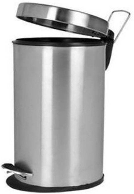 PALOMINO PALOMINO Stainless Steel Pedal Dustbin with Plastic Bucket / Waste bin / Trash Bin / Garbage bin for Home & Office (11 Liter - 10 Dia X 15 Height inch) Stainless Steel Dustbin (Silver) Steel Dustbin  (Steel)
