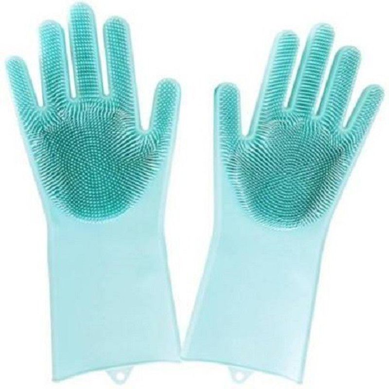 MACKLON Cooking Gloves Kitchen Gloves Oven Cooking Gloves Best Heat Resistant Silicone (1 Pair , Multicolor) Wet and Dry Glove Set  (Free Size Pack of 2)