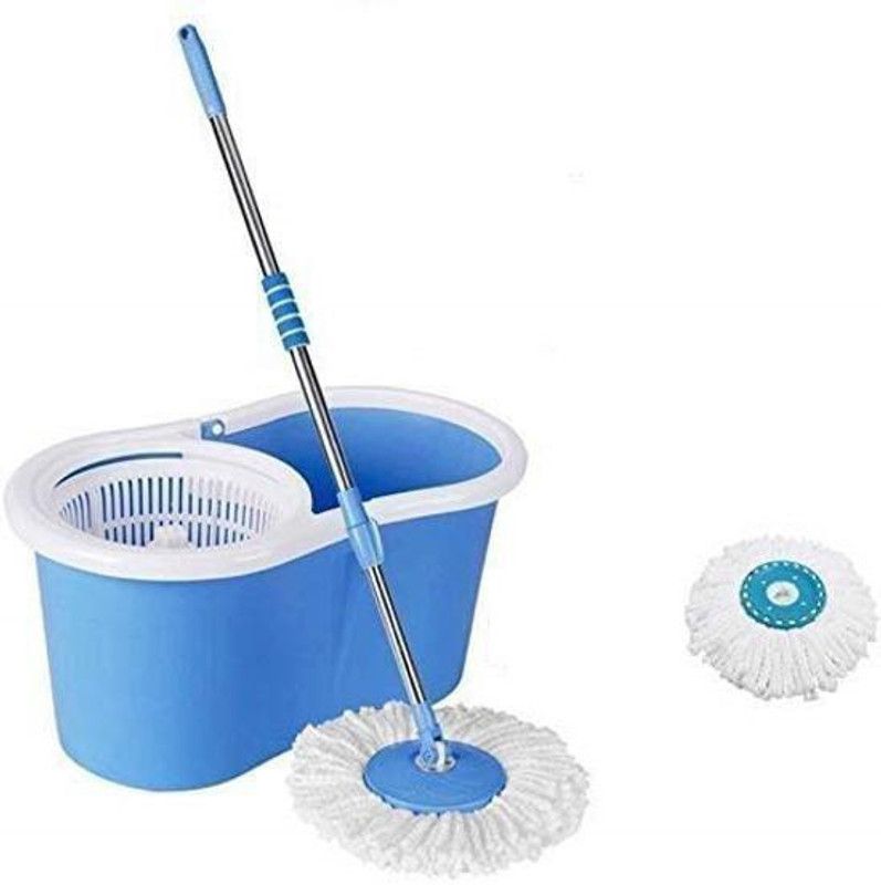 Keen 360° Spin Mop Bucket with Refill with Wheel to Easy Moving (Blue) Mop Set