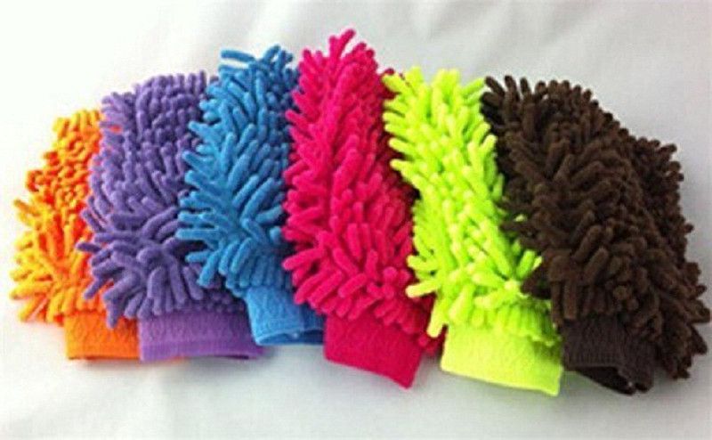 Modone Gloves Microfiber Multipurpose Wash Gloves Multi Color (Pack of 6) Wet and Dry Glove Set  (Free Size Pack of 6)
