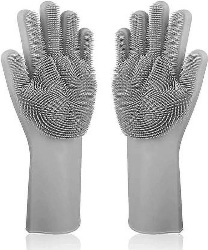 AVSHUB Reusable Household Safety Wash Scrubber Heat Resistant Kitchen Gloves for Dish washing, Cleaning, Gardening hand gloves for kitchen Wet and Dry Glove Set  (Free Size Pack of 2)