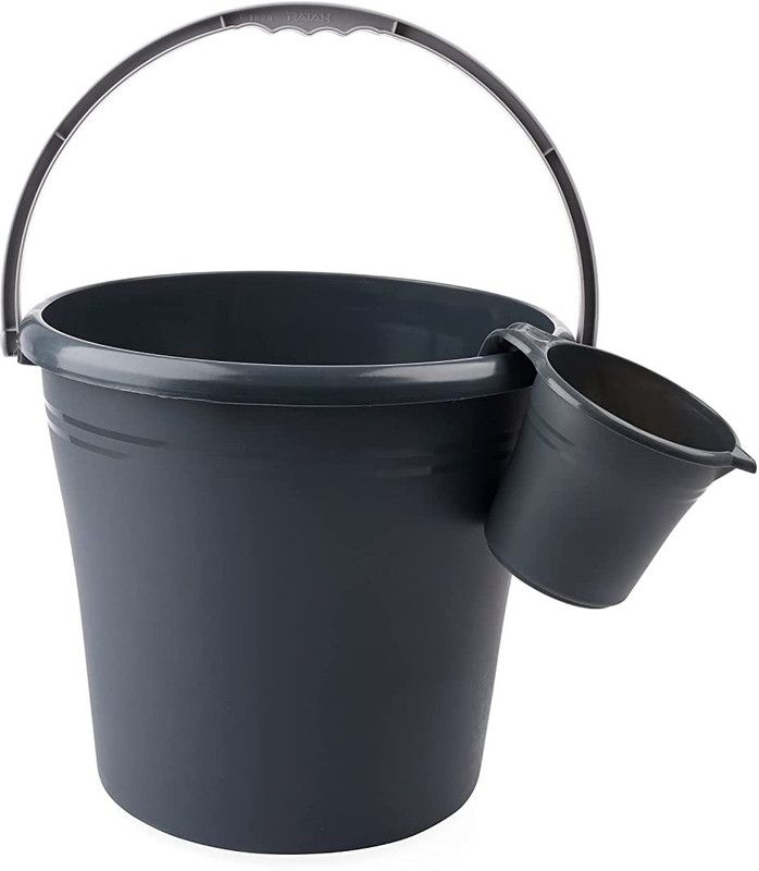 AK HUB New Heavy Duty Round Bathroom Set, Bathroom Accessories Bucket & Mug Combo 18 L Plastic Bucket  (Grey)