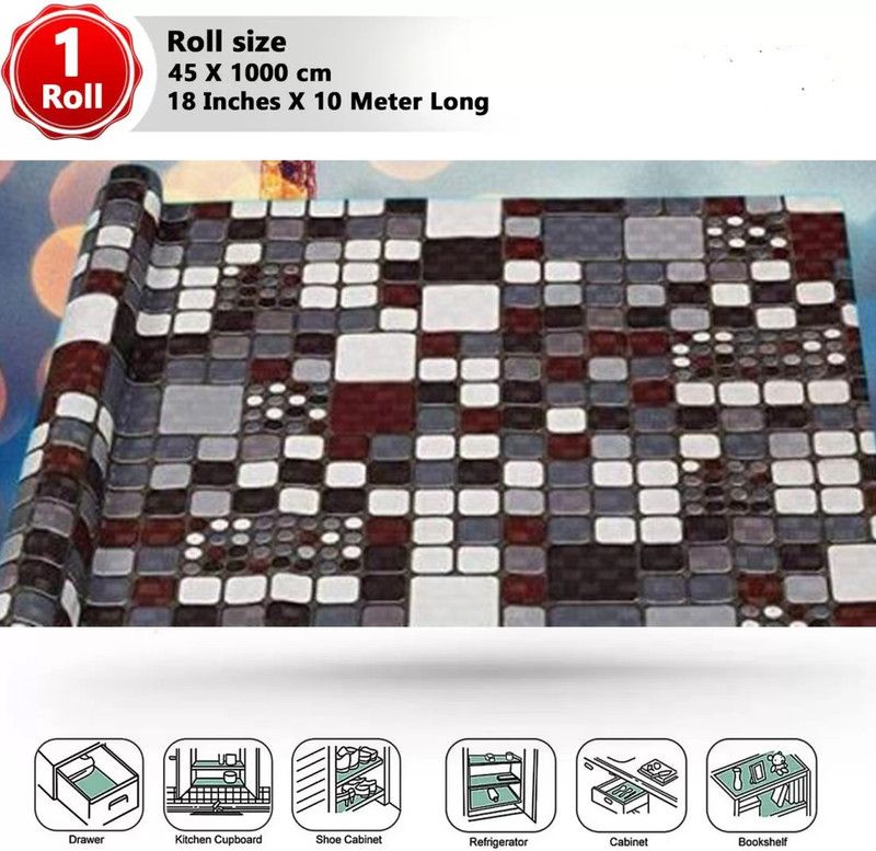 Home Ark 10 Meter Long Roll/Mat for Kitchen,Shelves, Shelf.Anti slip and waterproof(grey)  (1 Ply, 1 Sheets)