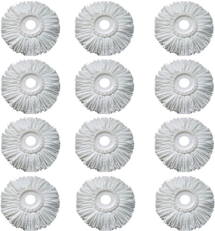 shopzillla 360 Rotating Magic Spin Microfiber Mop Head Refill Pack OF 12 Super Absorbent Refills for All Home & Office Floor Cleaning only Refill Refill  (White)