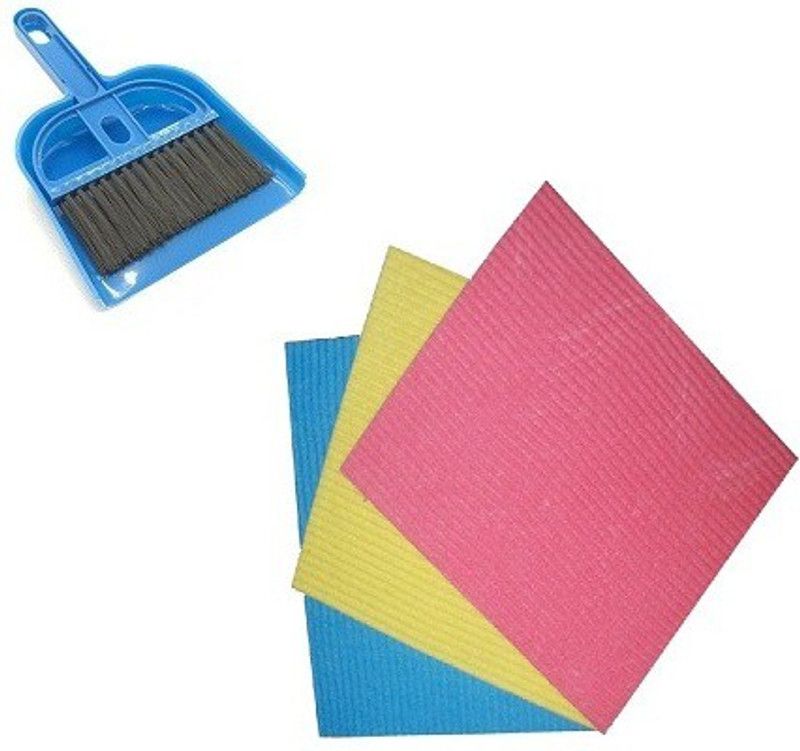 Utkarsh Combo Of Mini Dustapn With Broom Set And Kitchen Cleaning Wipes Dustpan