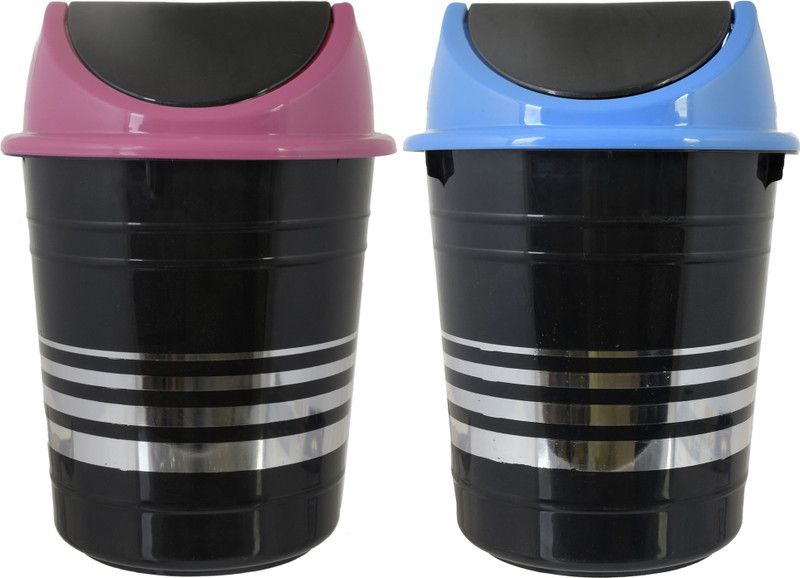 KUBER INDUSTRIES Plastic 2 Pieces Medium Size Swing Lid Garbage Waste Dustbin for Home, Office, Factory, 10 Liters (Pink & Blue) Plastic Dustbin  (Multicolor, Pack of 2)